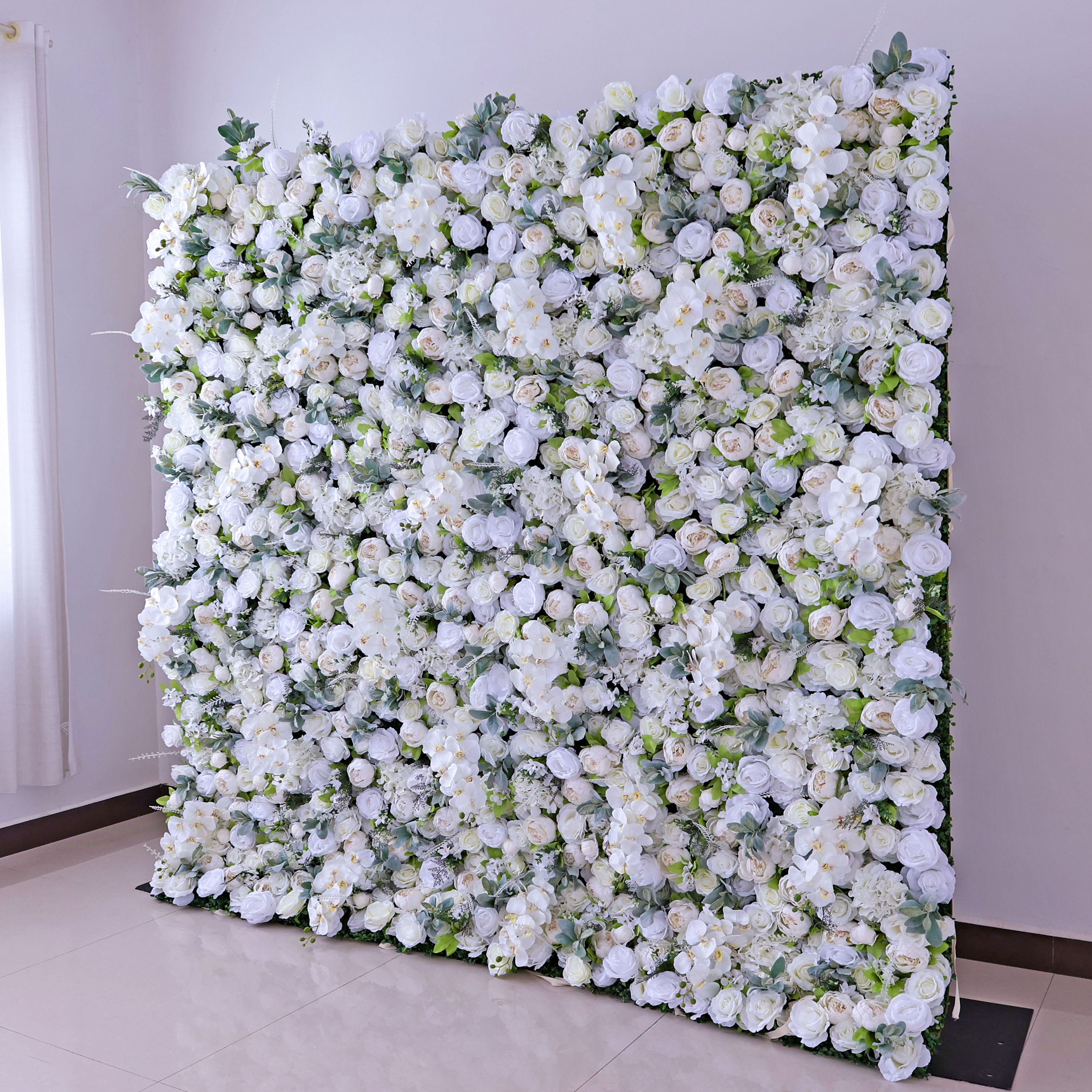 ValarFlowers White Artificial Flower Wall Backdrop VF-142