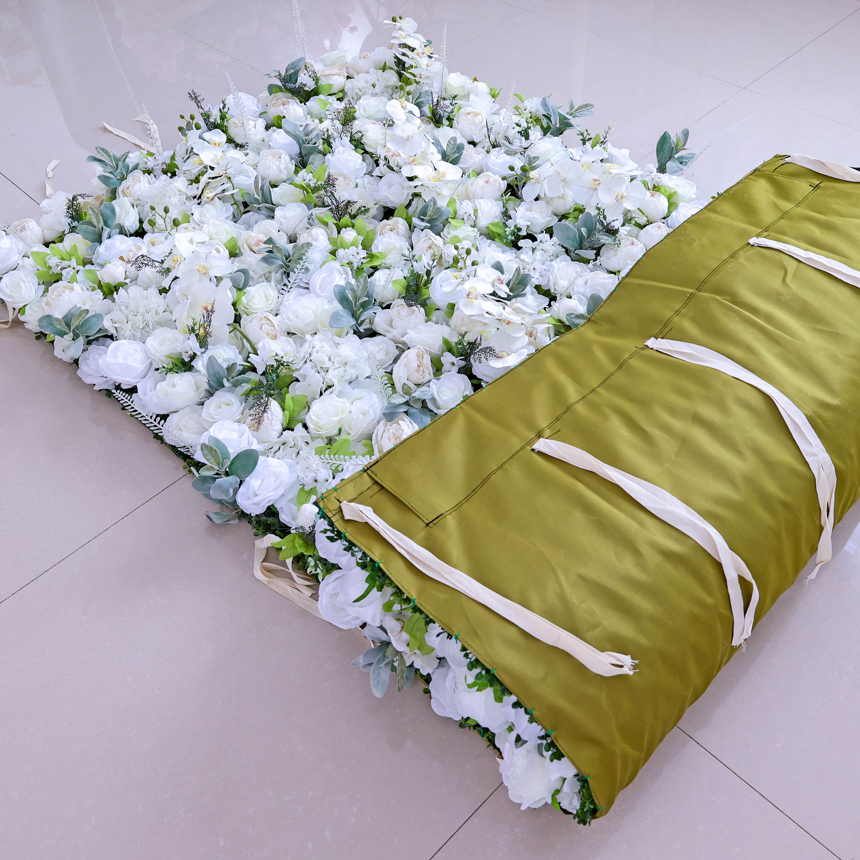 ValarFlowers White Artificial Flower Wall Backdrop VF-142