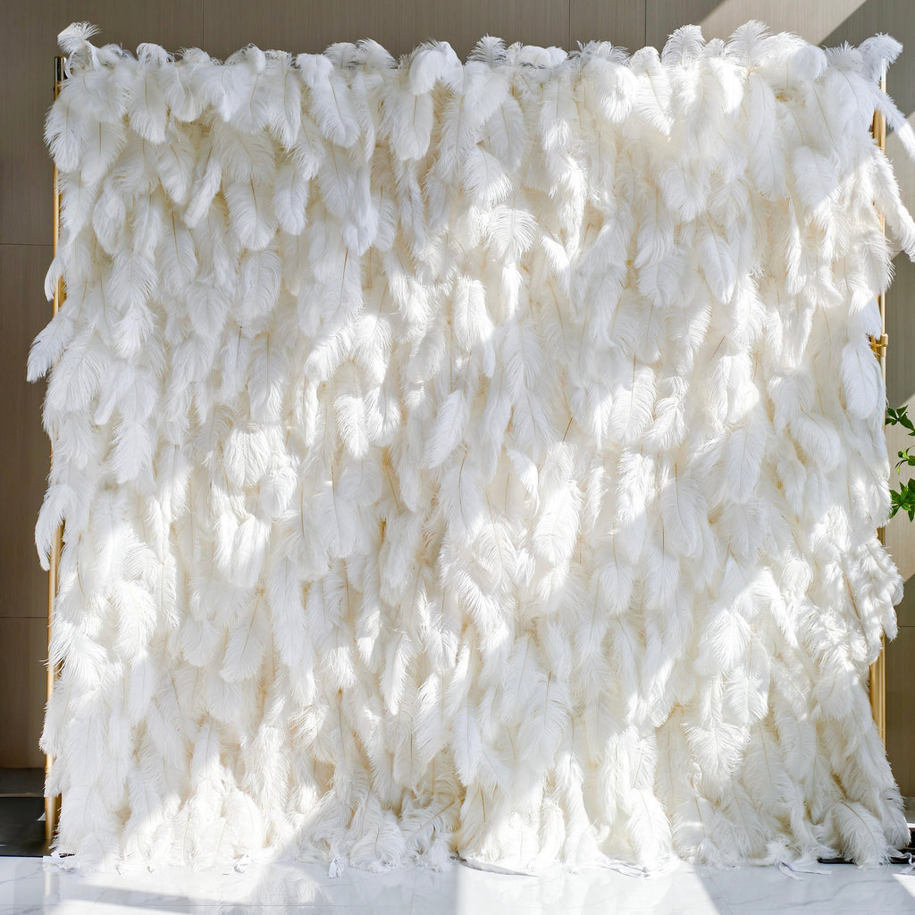 ValarFlowers White Feather Artificial Flower Wall Backdrop VF-164-White