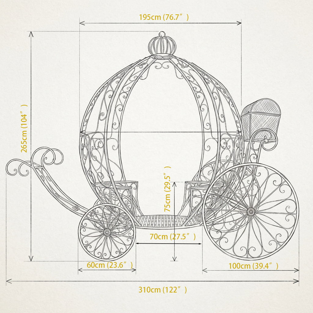 ValarFlowers 7.9ft Cinderella Fairy Princess Pumpkin Carriage Decor